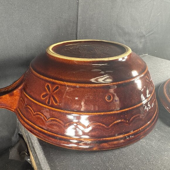 VTG Marcrest Daisy Dot 9" Ovenproof Stoneware Casserole Pot Dish w/ Handle & Lid - Picture 6 of 8